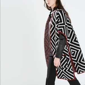 Zara Geometric Print Coat Poncho Sweater M